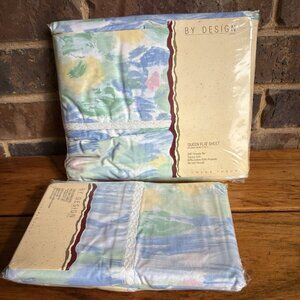 Pastel Watercolors Floral Croscill By Design 2 Pillowcases And Queen Flat Sheet
